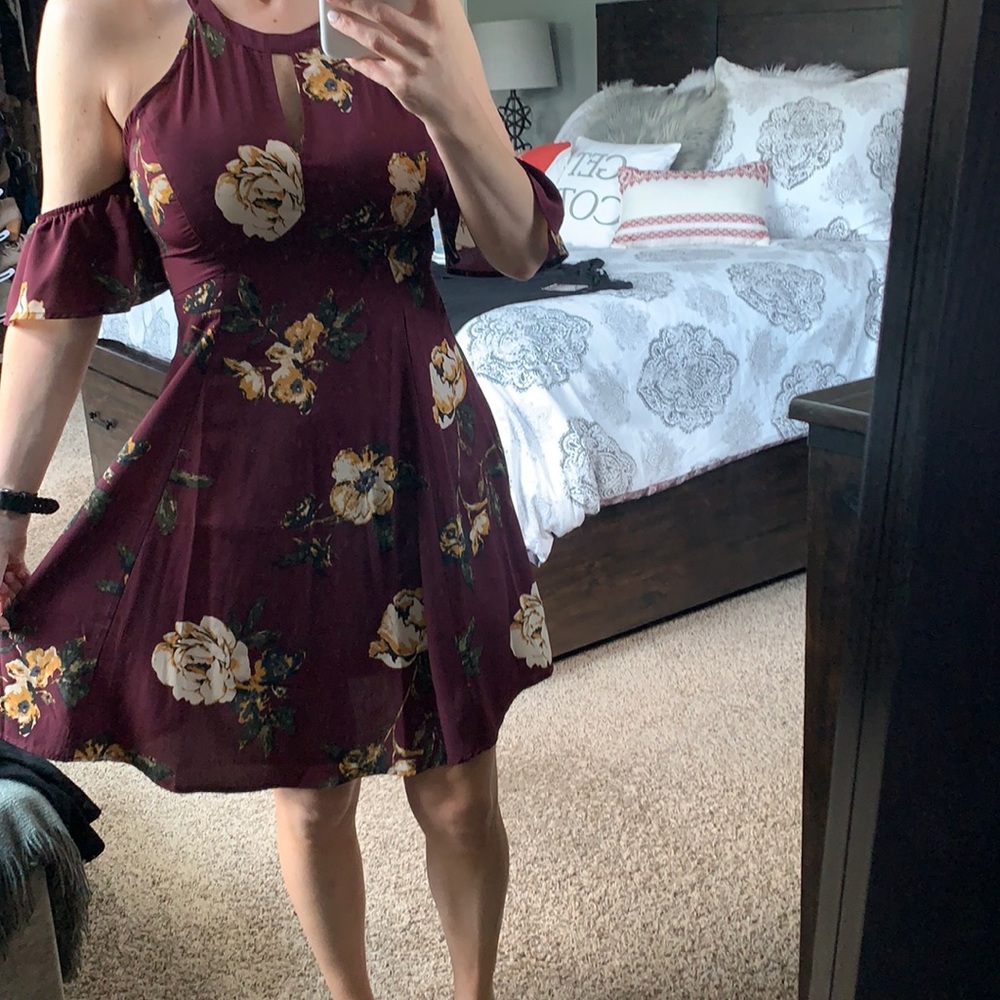 Burgundy floral dress